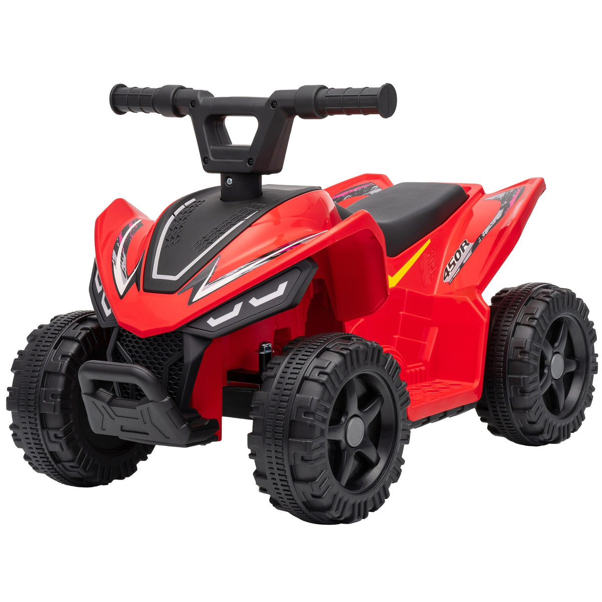 Qaba Kids ATV, 6V Battery Powered Kids Quad with 4 Wheeler, Handlebar Button Control, Max 1.2MPH, Max 55lbs Load, Red