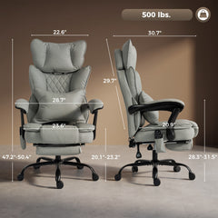 HOMCOM High Back Vibration Massage Office Chair, Heated Reclining PU Leather Computer Chair with Headrest, Gray