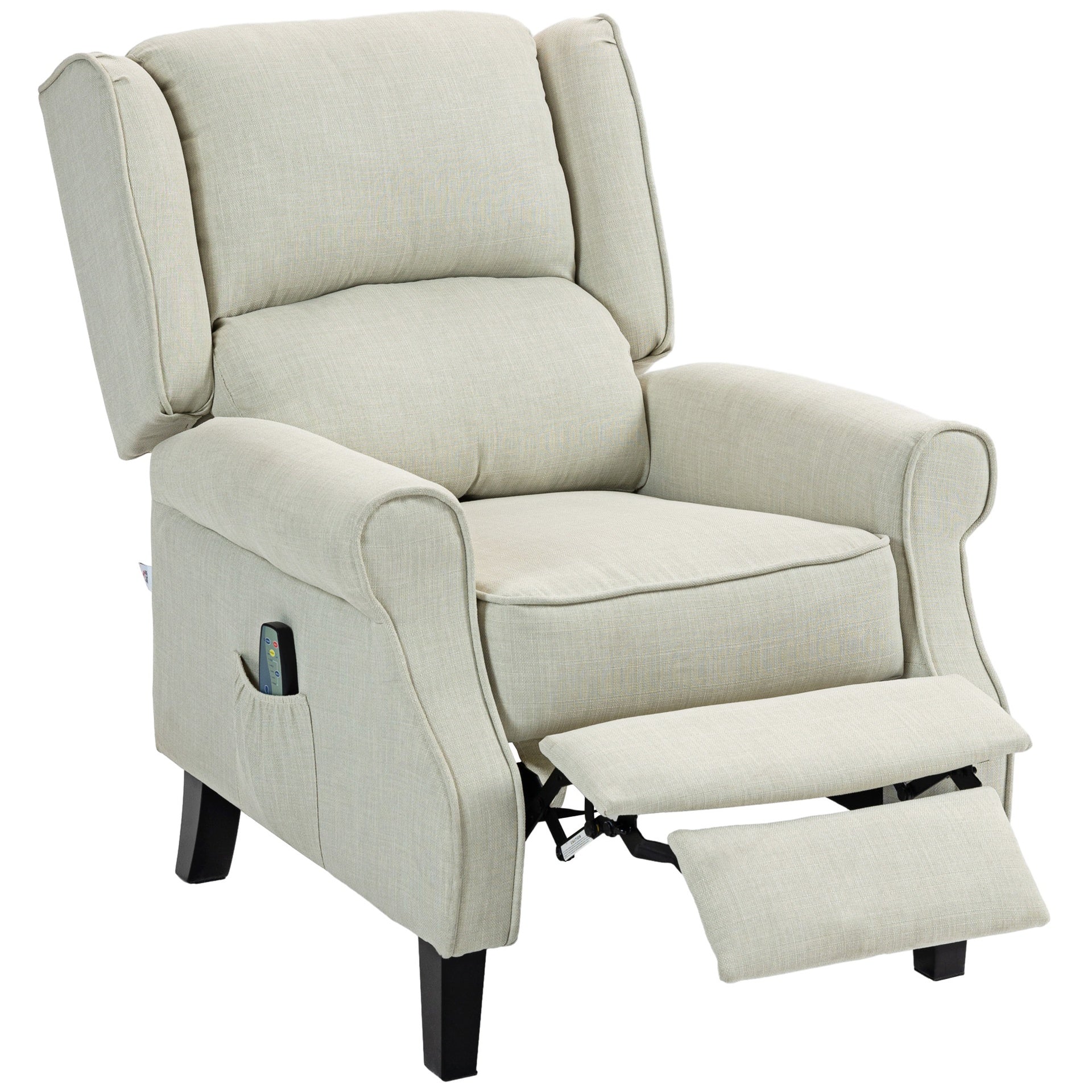 HOMCOM Vibrating Massage Recliner Chair with Heat, Wingback Push Back Reclining Chair for Living Room, Beige