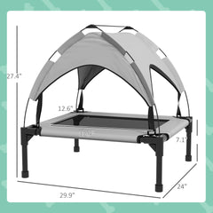 PawHut Elevated Dog Bed with Canopy, Raised Outdoor Pet Bed for Camping with Washable Breathable Mesh, 30" x 24" x 27"