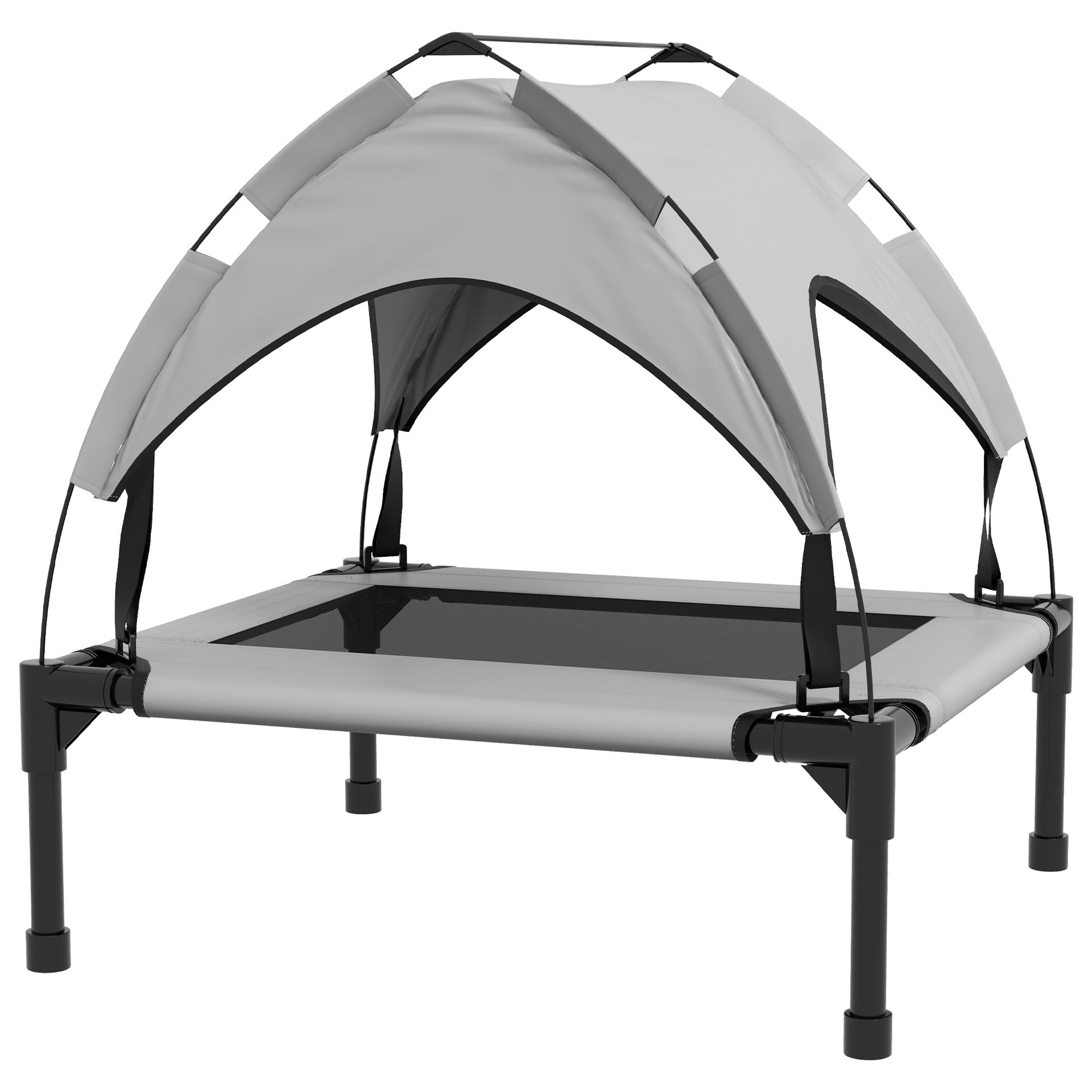 PawHut Elevated Dog Bed with Canopy, Raised Outdoor Pet Bed for Camping with Washable Breathable Mesh, 30" x 24" x 27"
