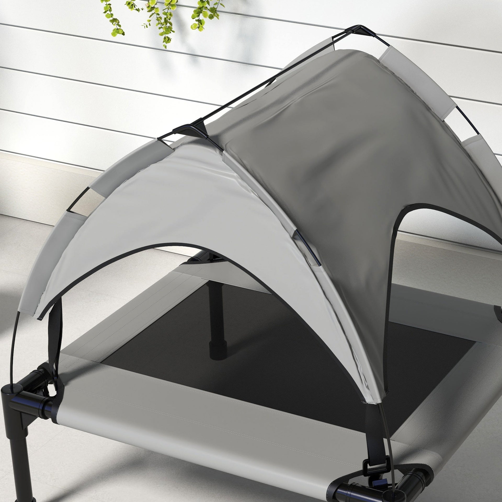 PawHut Elevated Dog Bed with Canopy, Raised Outdoor Pet Bed for Camping with Washable Breathable Mesh, 30" x 24" x 27"