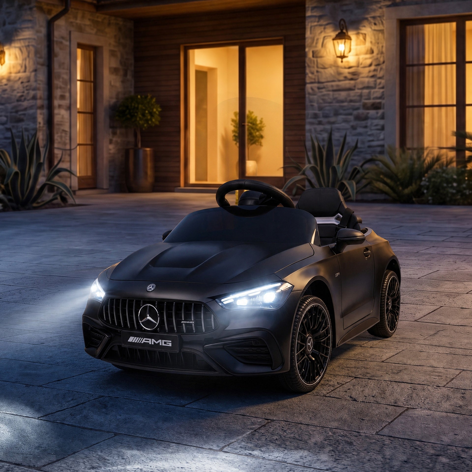 Qaba 12V Electric Car for Kids Licensed Mercedes AMG CLE 53 with Remote, Suspension, Lights, Music for 37-72 Months, Black