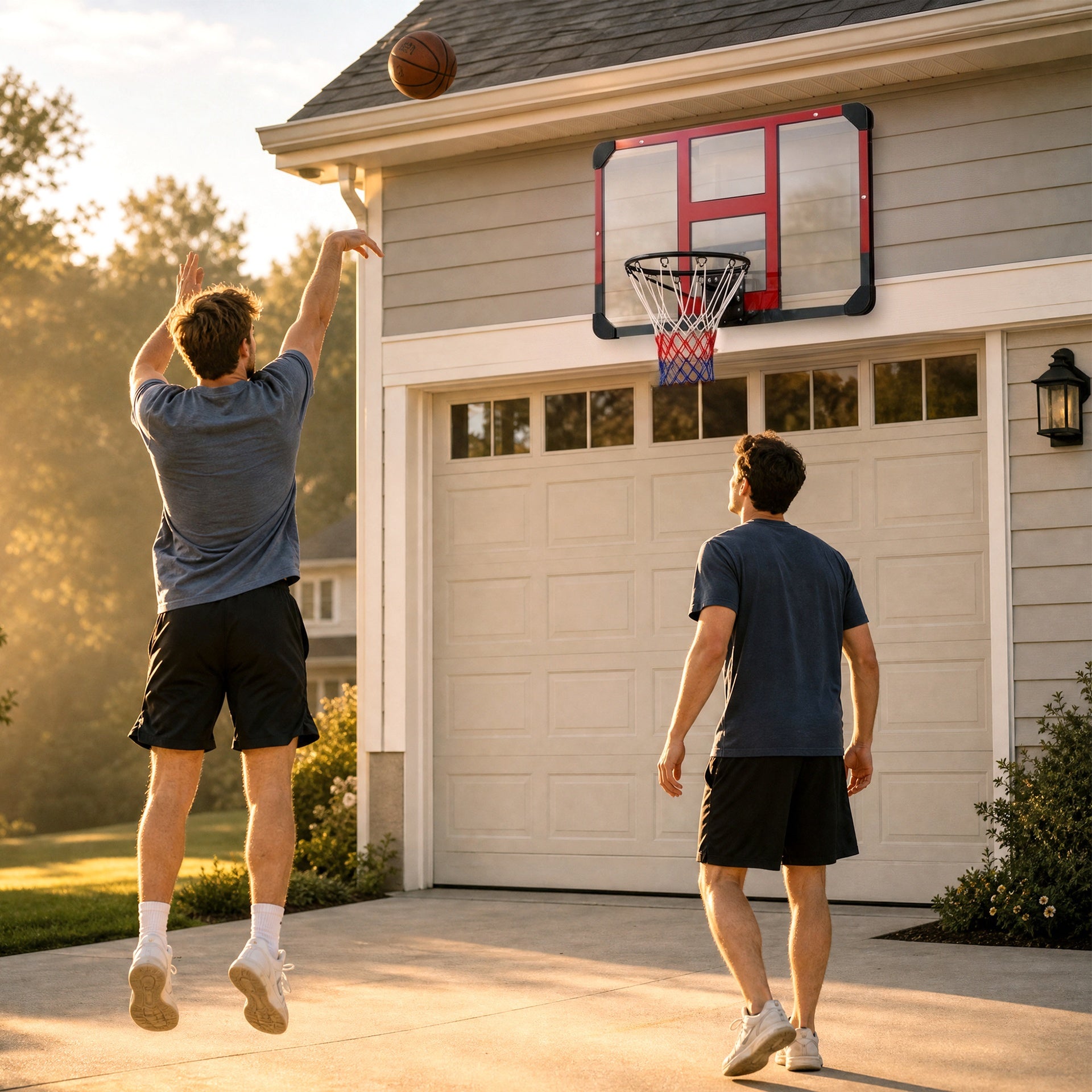 Soozier Wall Mounted Basketball Hoop with Shatter-Resistant Backboard, Solid Rim and All-Weather Net for Indoor and Outdoor Use