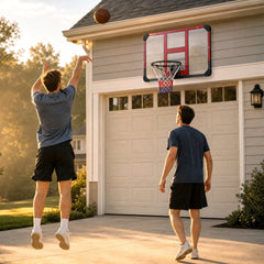 Soozier Wall Mounted Basketball Hoop with Shatter-Resistant Backboard, Solid Rim and All-Weather Net for Indoor and Outdoor Use