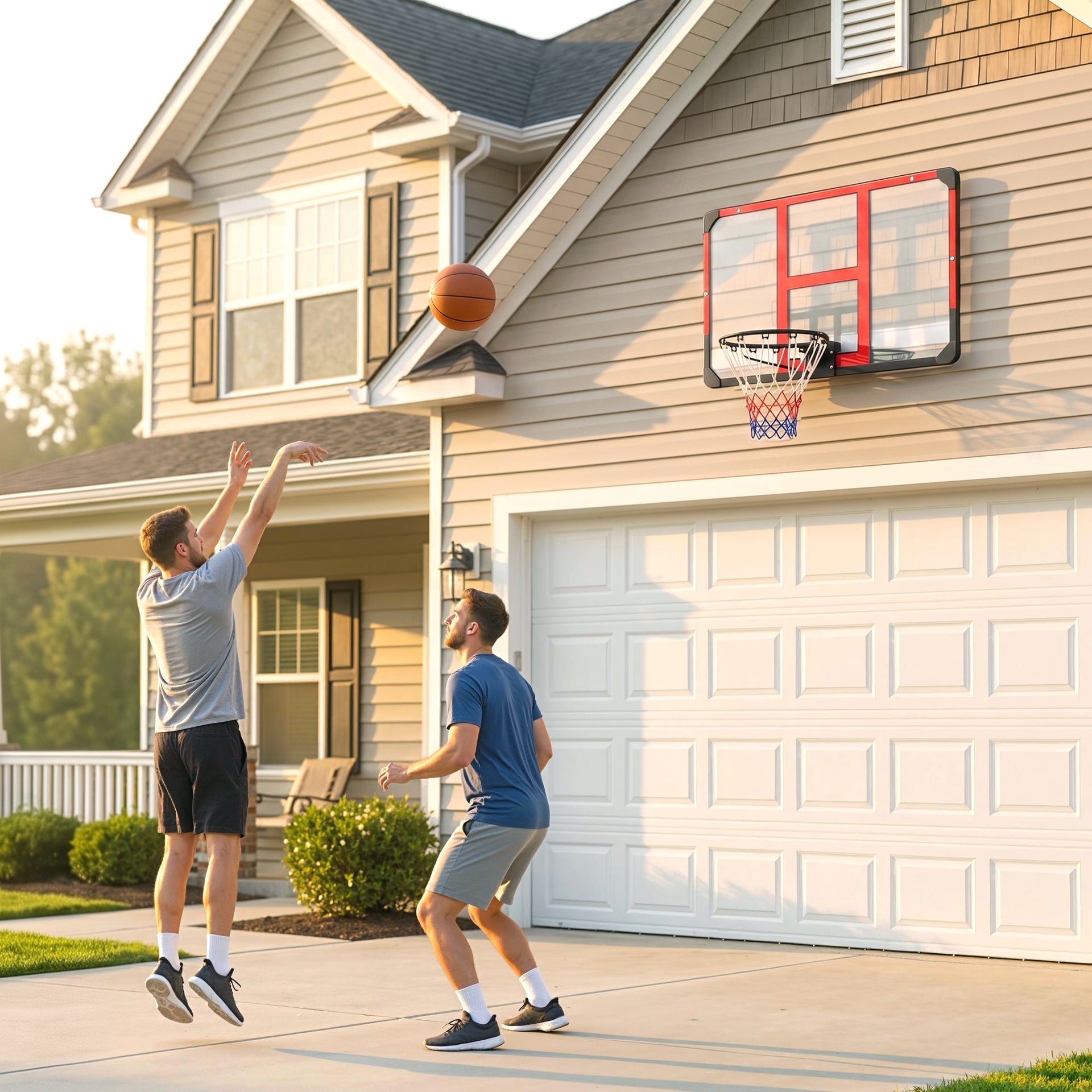 Soozier Wall Mounted Basketball Hoop with Shatter-Resistant Backboard, Solid Rim and All-Weather Net for Indoor and Outdoor Use