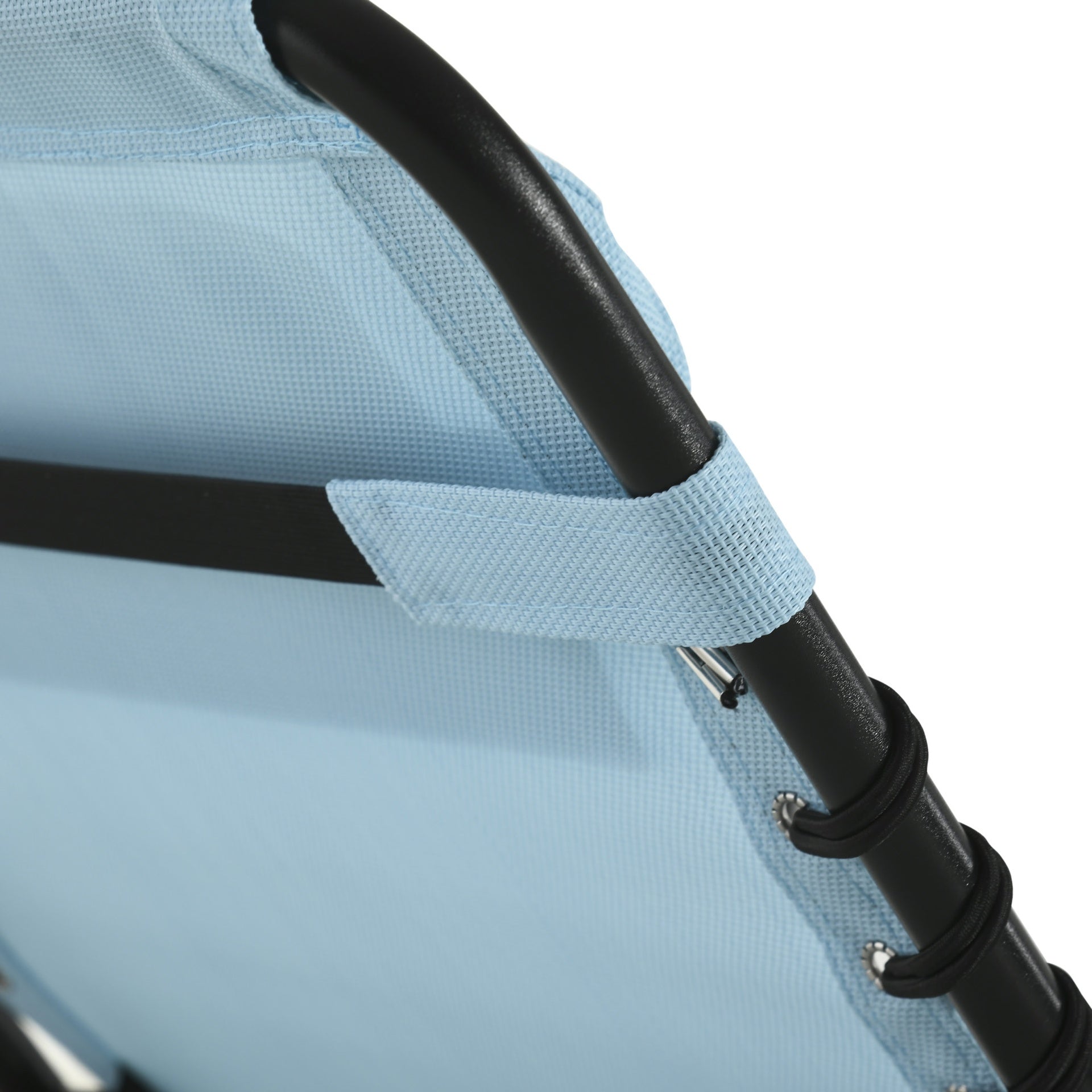 Outsunny Set of 2 Folding Chaise Lounge Chairs, Outdoor Sun Tanning Chairs with Reclining Back, Light Blue