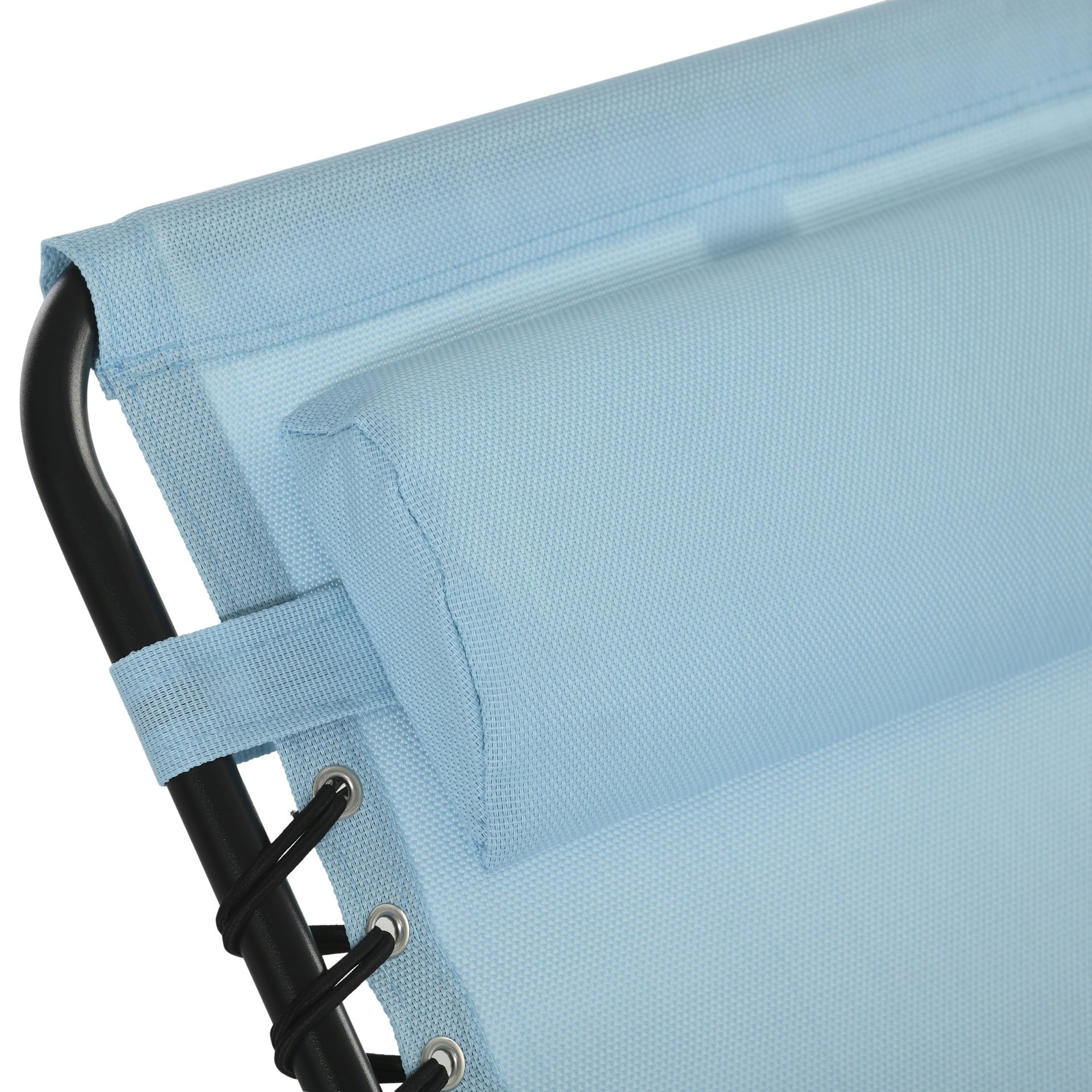 Outsunny Set of 2 Folding Chaise Lounge Chairs, Outdoor Sun Tanning Chairs with Reclining Back, Light Blue