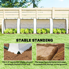 Outsunny 13' L x 3' W x 2.5' H Portable Tunneled Greenhouse with 4 Zippered Doors, Water/UV Fighting PE Cover, White