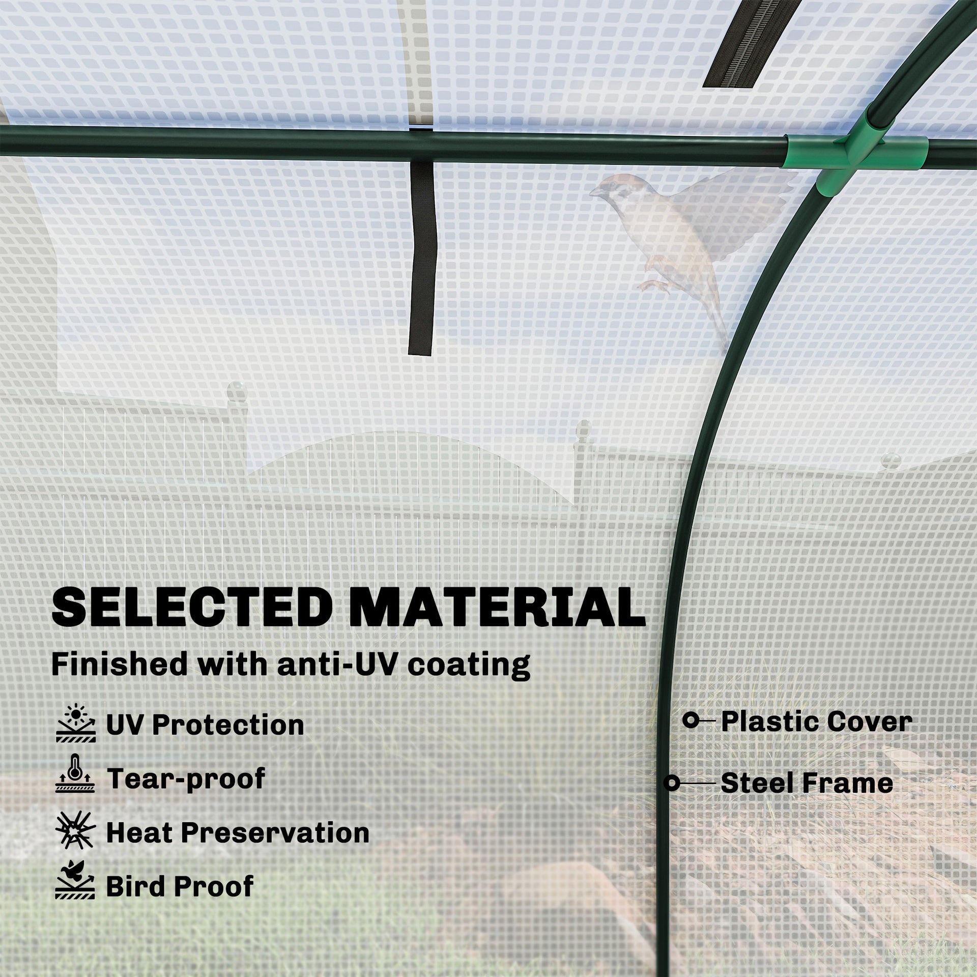 Outsunny 13' L x 3' W x 2.5' H Portable Tunneled Greenhouse with 4 Zippered Doors, Water/UV Fighting PE Cover, White