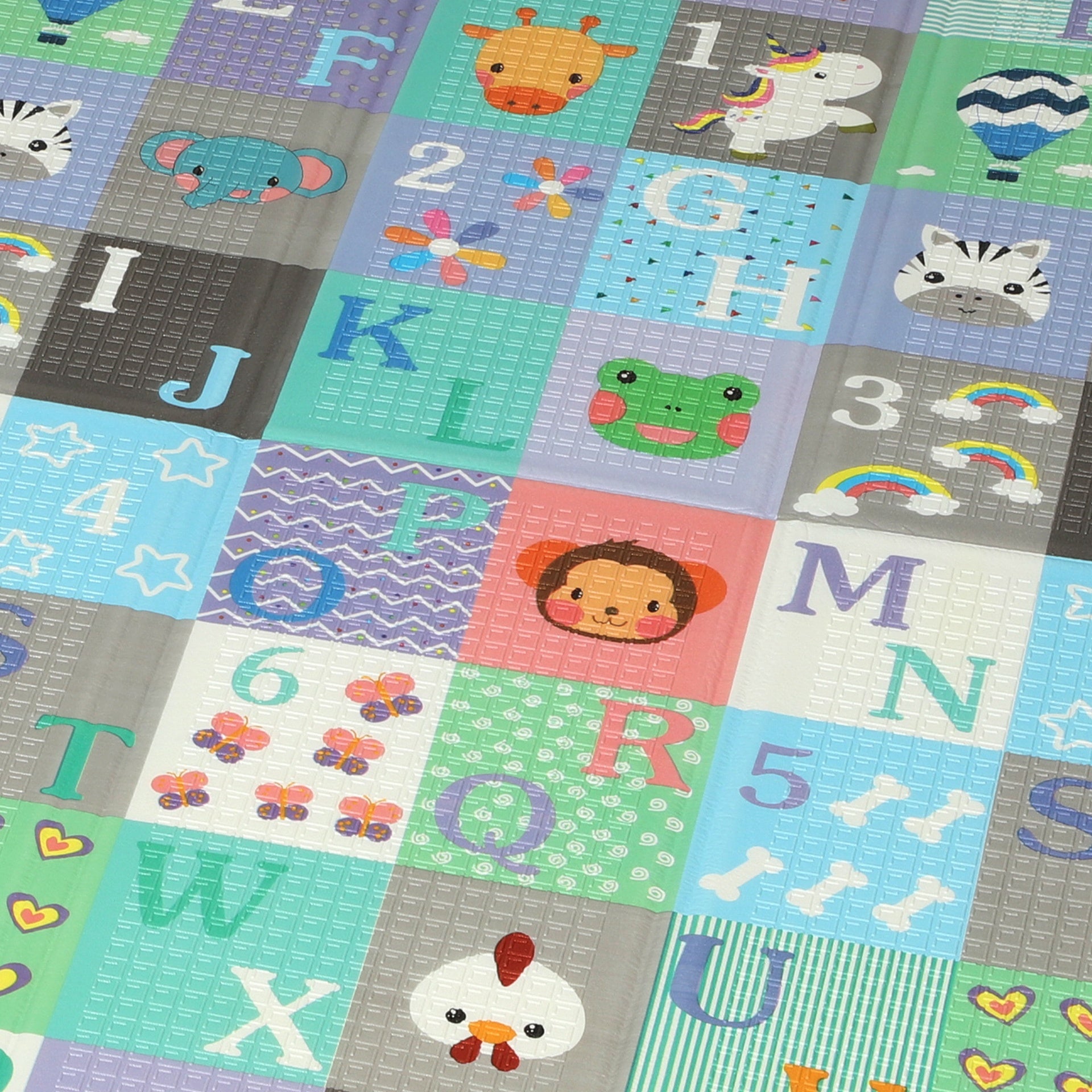 Qaba Baby Play Mat Double-Sided, Foldable Activity Playmat, Waterproof Reversible Playmat for Toddlers, 71" x 59"