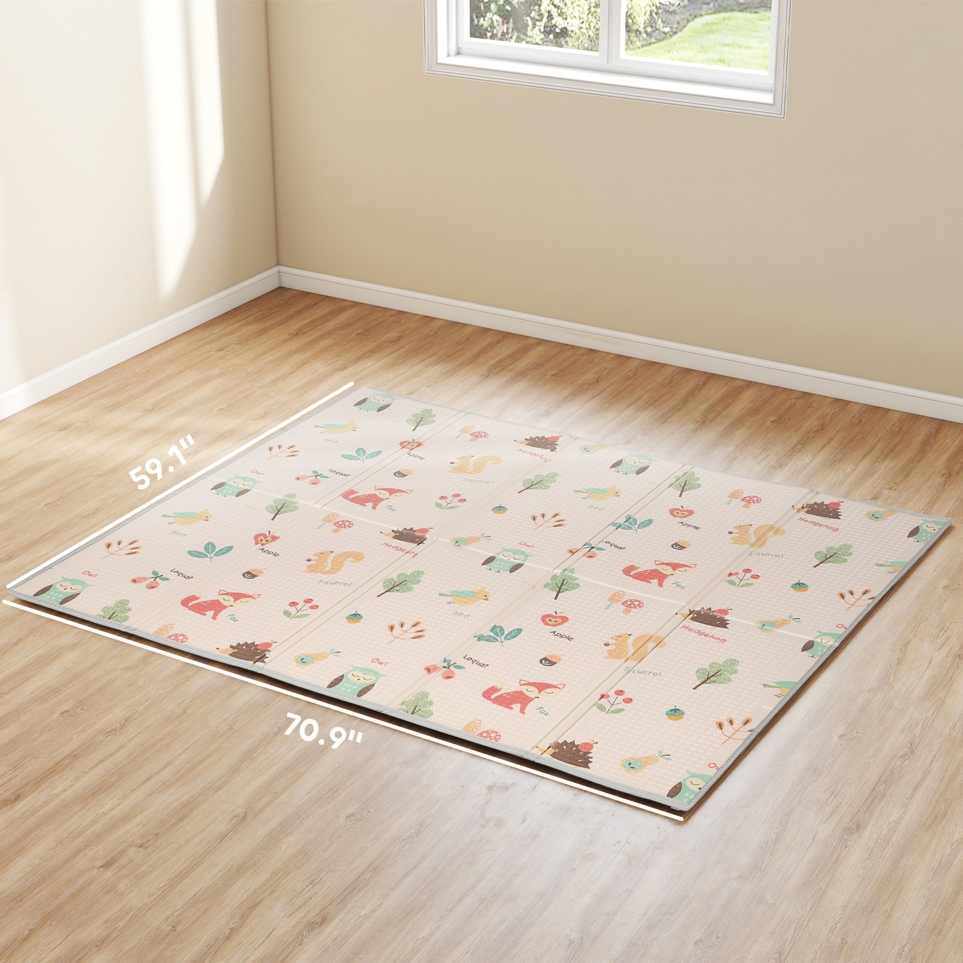 Qaba Baby Play Mat Double-Sided, Foldable Activity Playmat, Waterproof Reversible Playmat for Toddlers, 71" x 59"