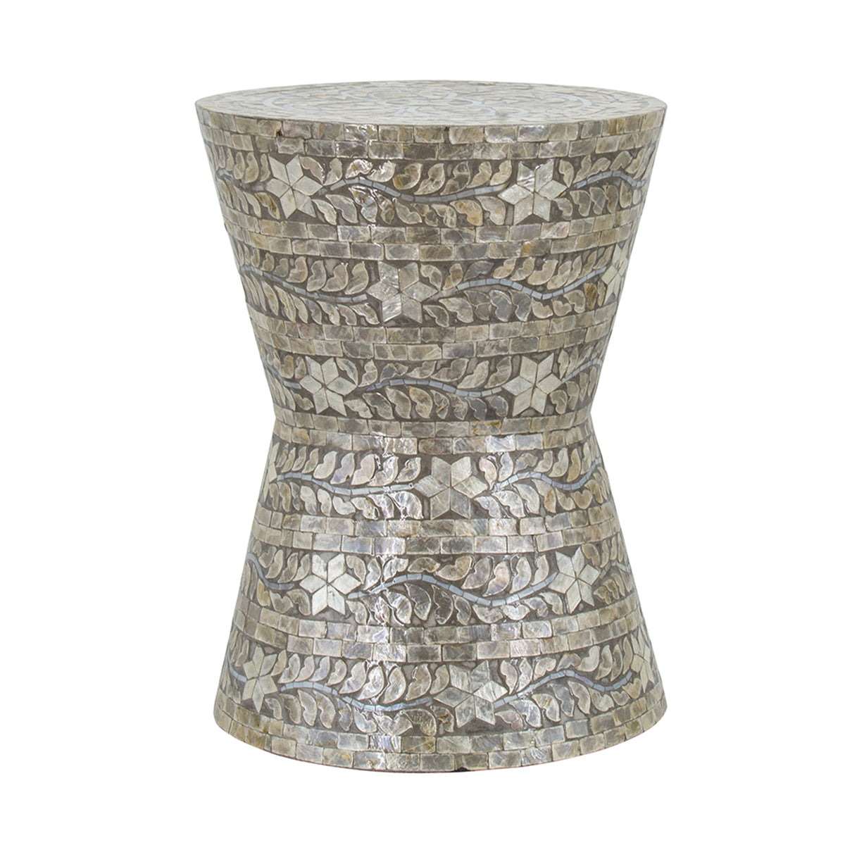 D14x19" Tapered Garden Capiz Stool, Accent Side Table