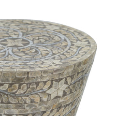 D14x19" Tapered Garden Capiz Stool, Accent Side Table