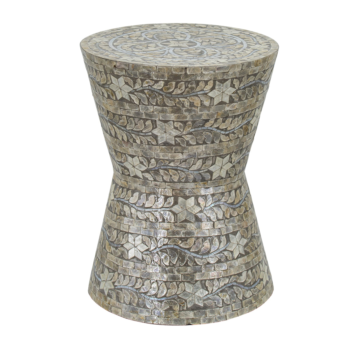D14x19" Tapered Garden Capiz Stool, Accent Side Table