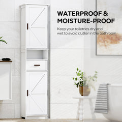 69" H Tall Bathroom Storage Cabinet with 2 Barn Doors and 1 Drawer, Narrow Storage Unit, Adjustable Shelves,Floor Cabinet for Bathroom, Living Room, Entryway,Kitchen,(White)