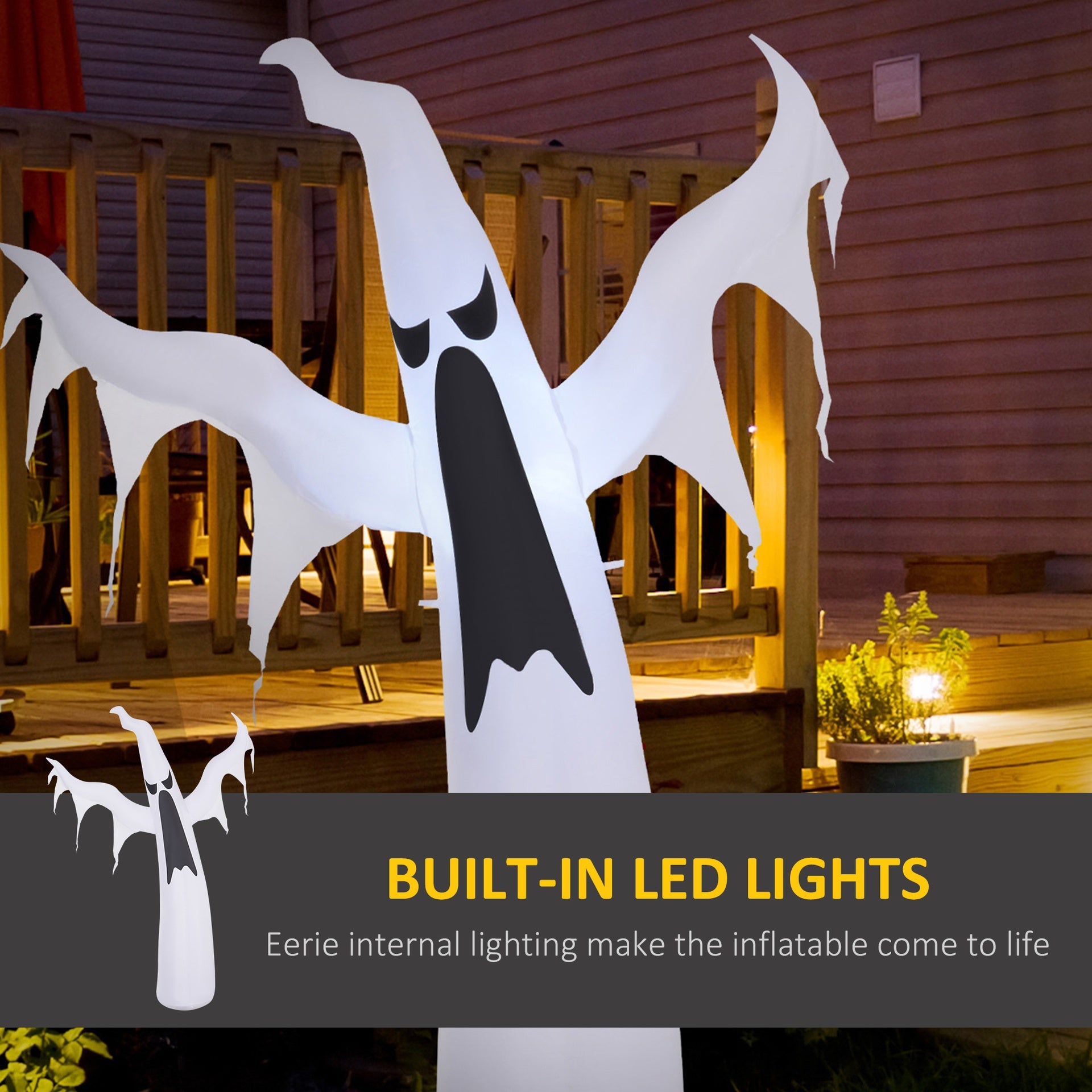 Halloween Inflatables Outdoor Decorations White Ghost, Light Up Blow Up Yard Decor with LED Light and Fan Indoor Outdoor for Garden, Lawn, Party, Holiday