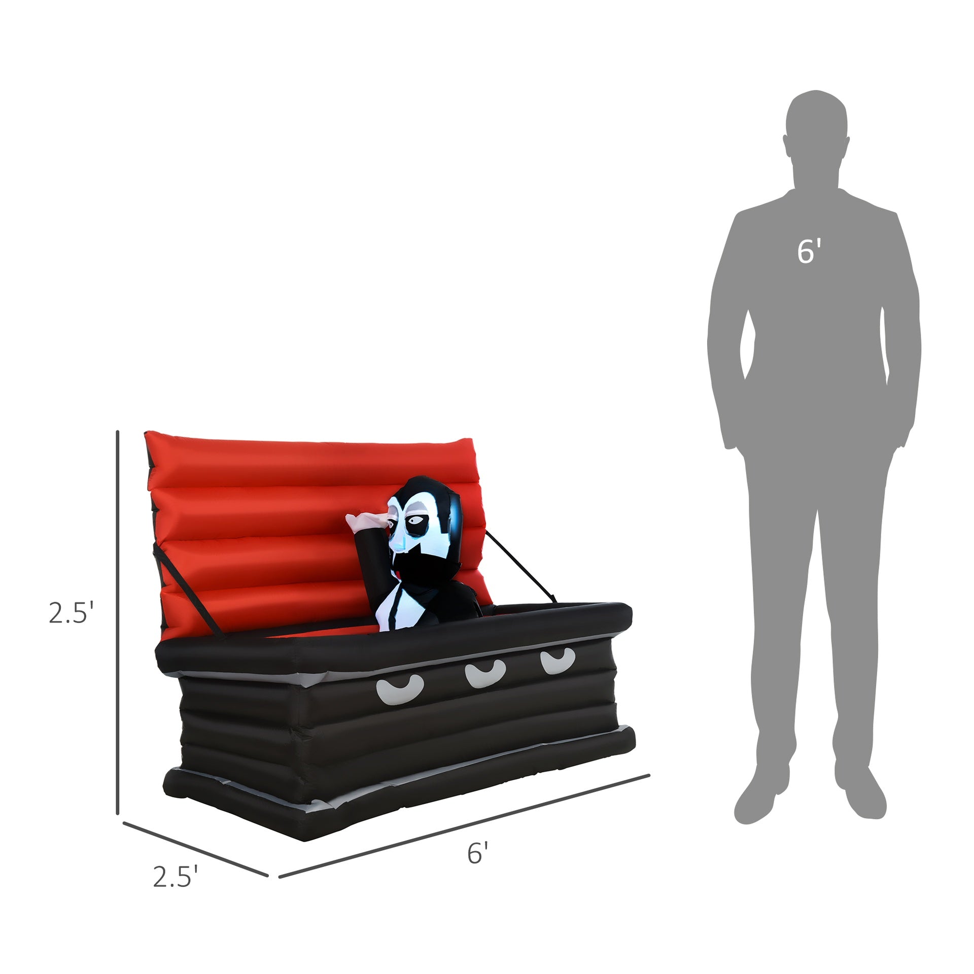Halloween Inflatables Outdoor Decorations Vampire and Giant Coffin, Blow Up LED Yard Decor, for Garden, Lawn, Party, Holiday