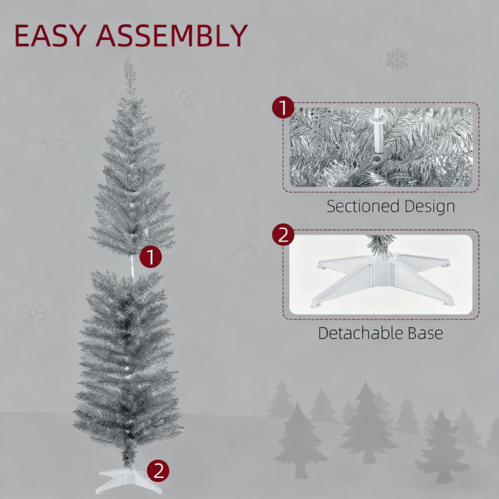 Slim Xmas Tree,Artificial Pencil Christmas Tree,with 390 Realistic Branch Tips and Plastic Stand