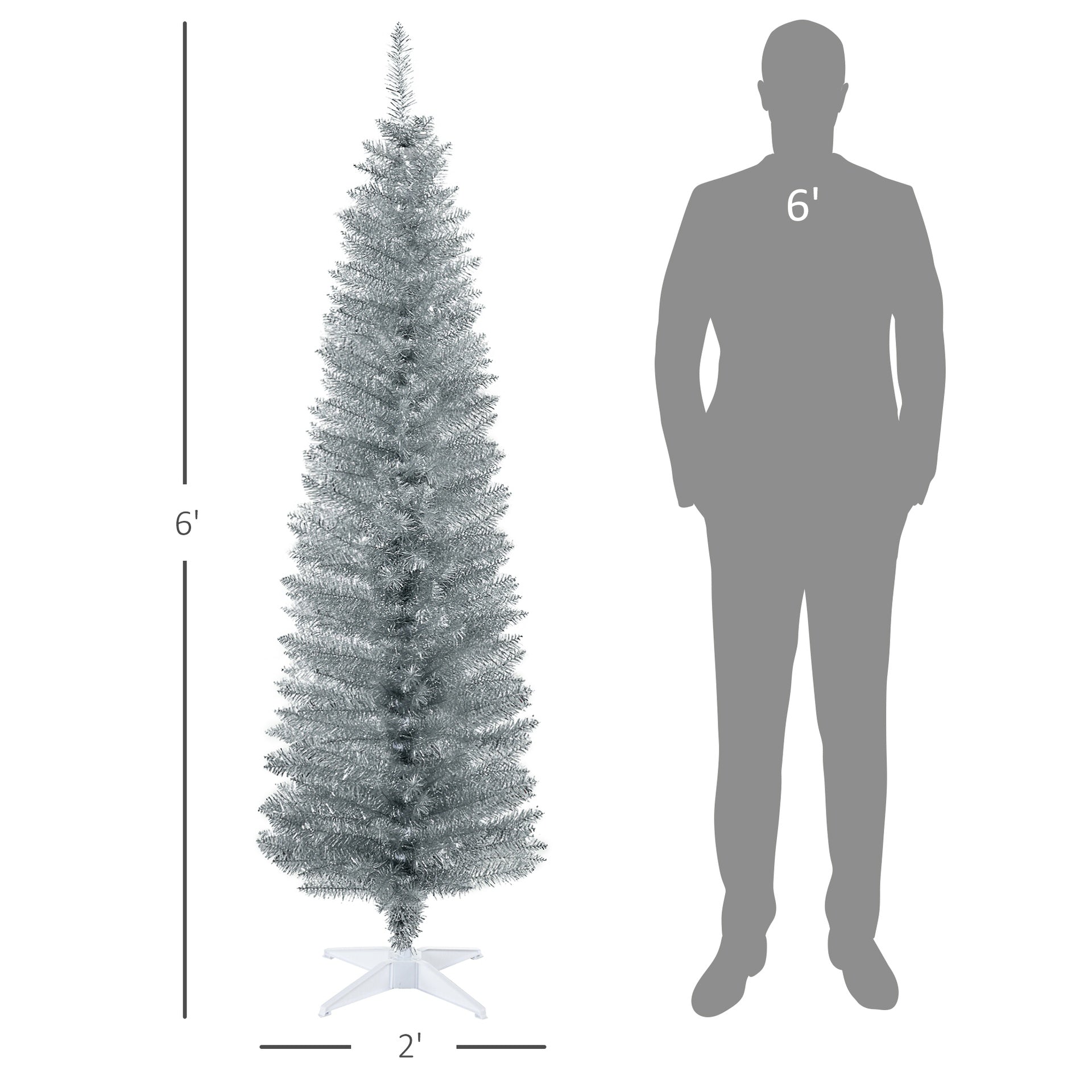 Slim Xmas Tree,Artificial Pencil Christmas Tree,with 390 Realistic Branch Tips and Plastic Stand