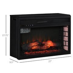 Retro Recessed Fireplace Heater with Realistic Log Flame,Electric Fireplace Insert,Remote Control,and Adjustable Brightness