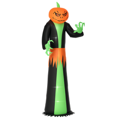 Halloween Inflatables Outdoor Decorations Pumpkin Head Ghost, Blow Up LED Yard Decor for Garden, Lawn, Party, Holiday, Waterproof