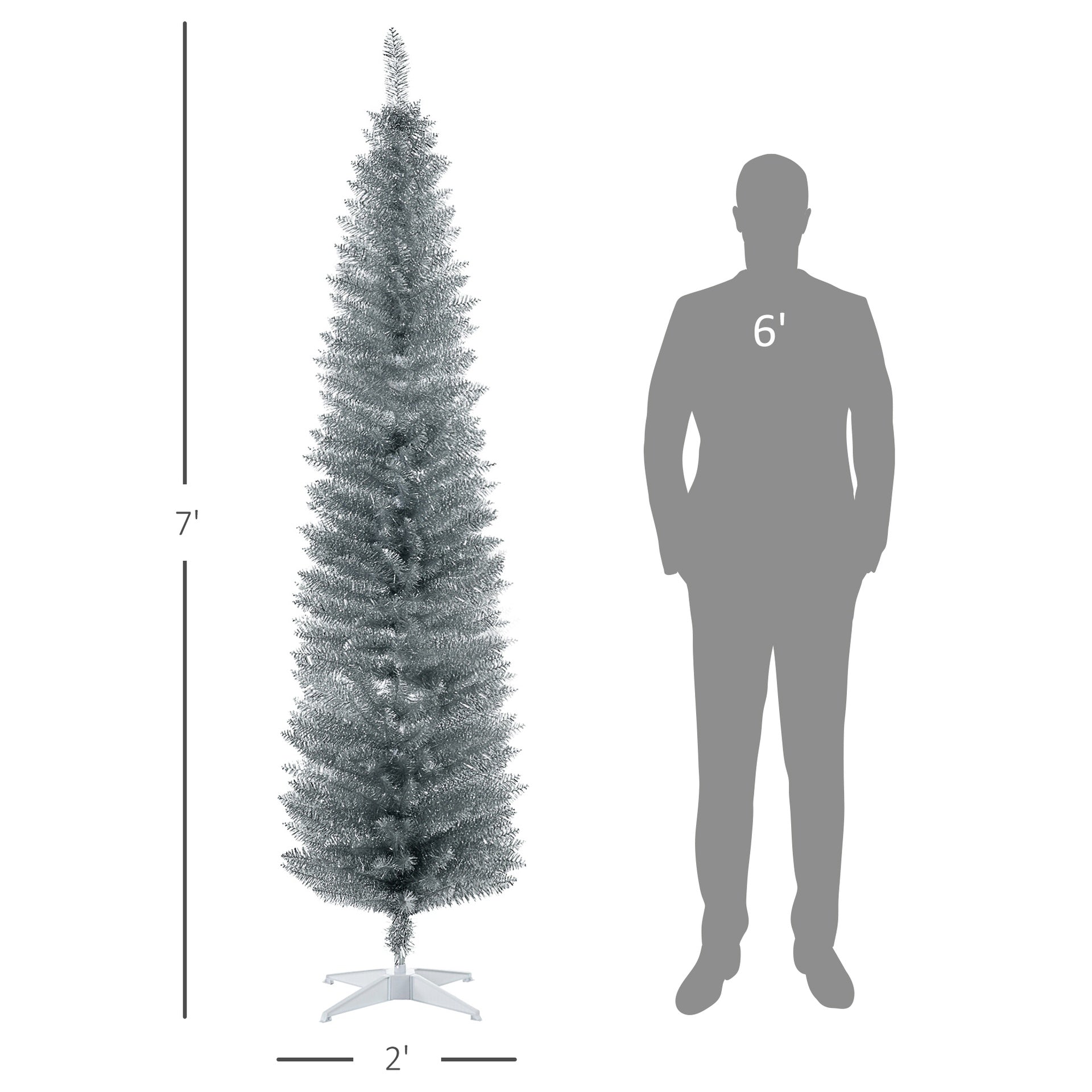 Pencil Christmas Tree,Decorated Christmas Tree, with 499 Realistic Branch Tips and Plastic Stand