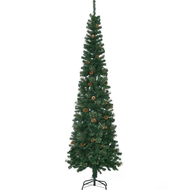 Slim Pine Needles Xmas Tree,7.5 Foot Pencil Artificial Christmas Tree with Realistic Branches