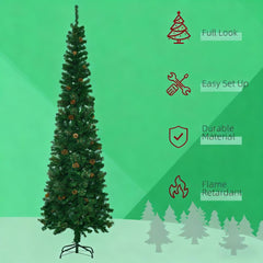 Slim Pine Needles Xmas Tree,7.5 Foot Pencil Artificial Christmas Tree with Realistic Branches