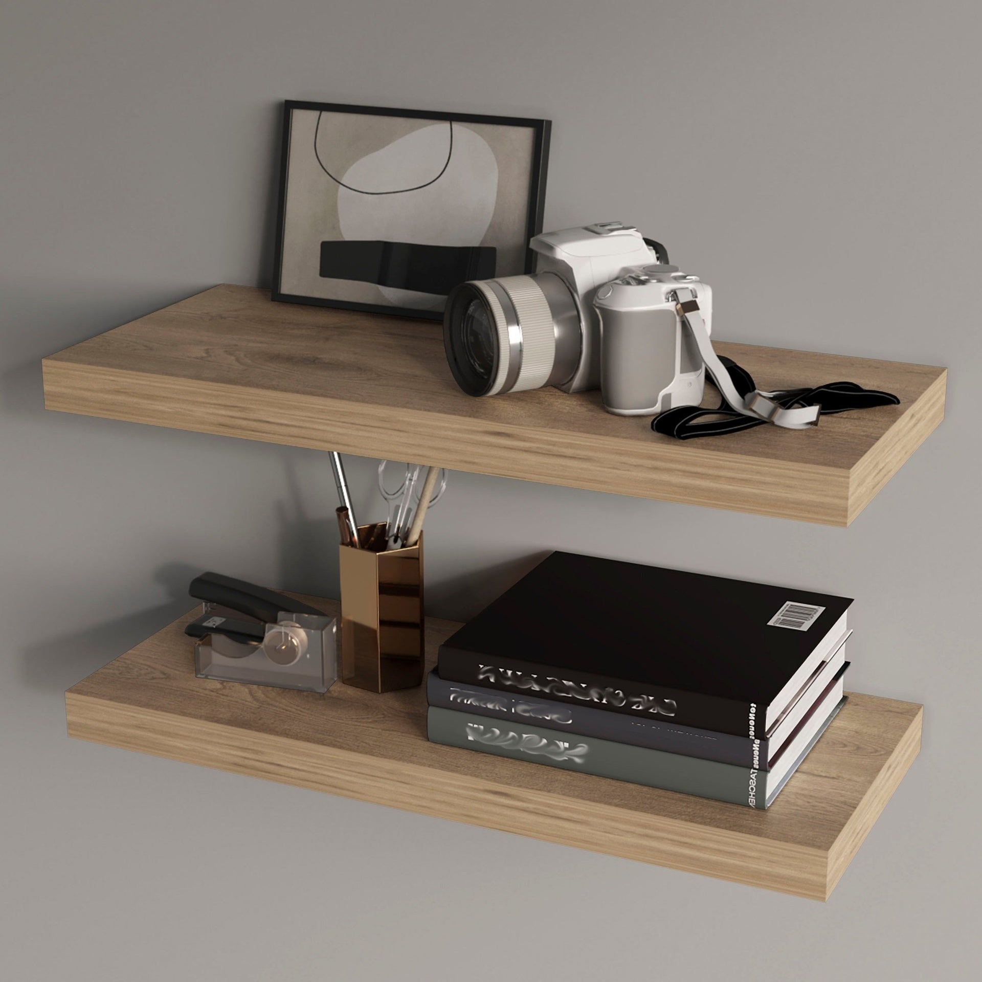 Macadamia Floating Shelf in Melamine, Set of 2