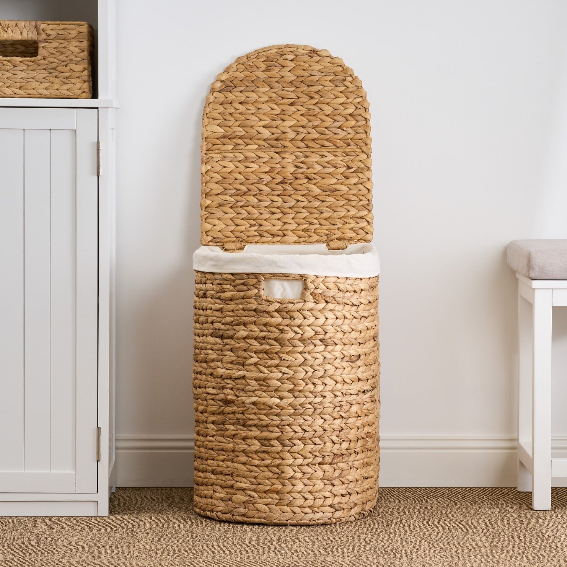 Judas Water Hyacinth Woven Full Oval Brown Laundry Hamper