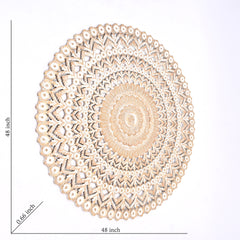 Wooden Floral Hand Carved Mandala Round Wall Decor-48"