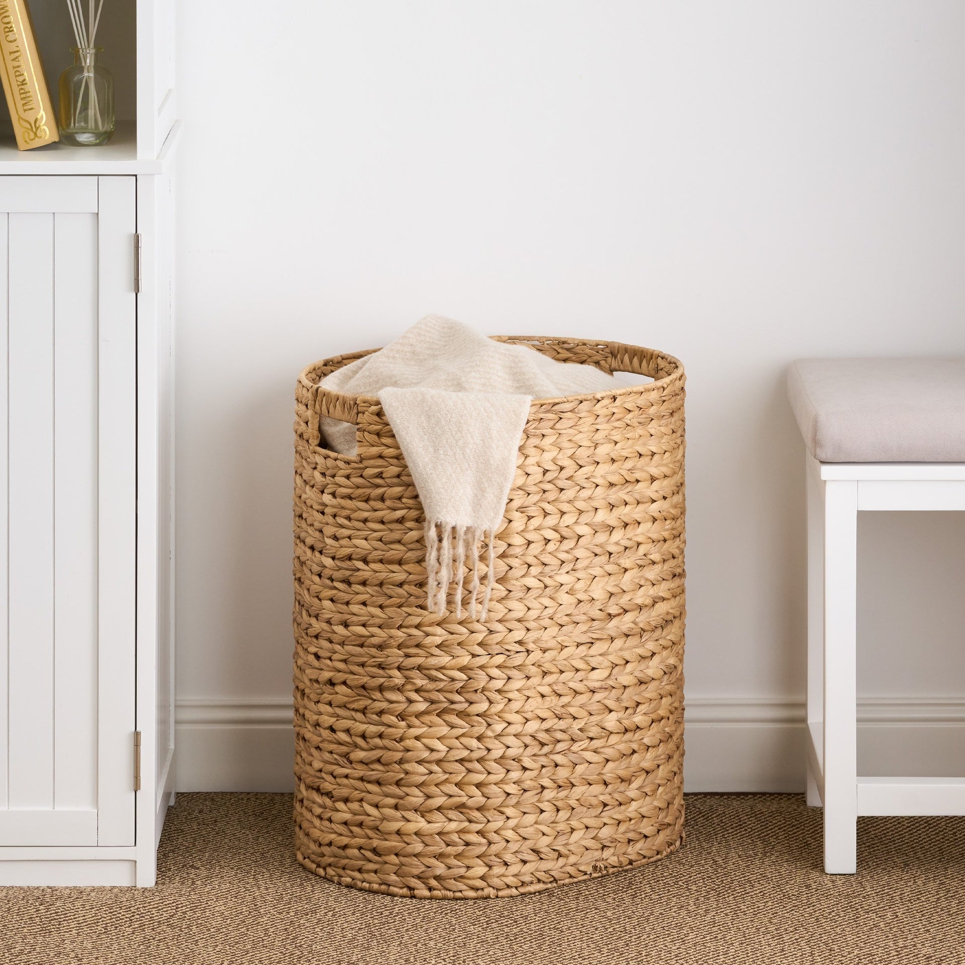 Judas Water Hyacinth Woven Full Oval Brown Laundry Hamper