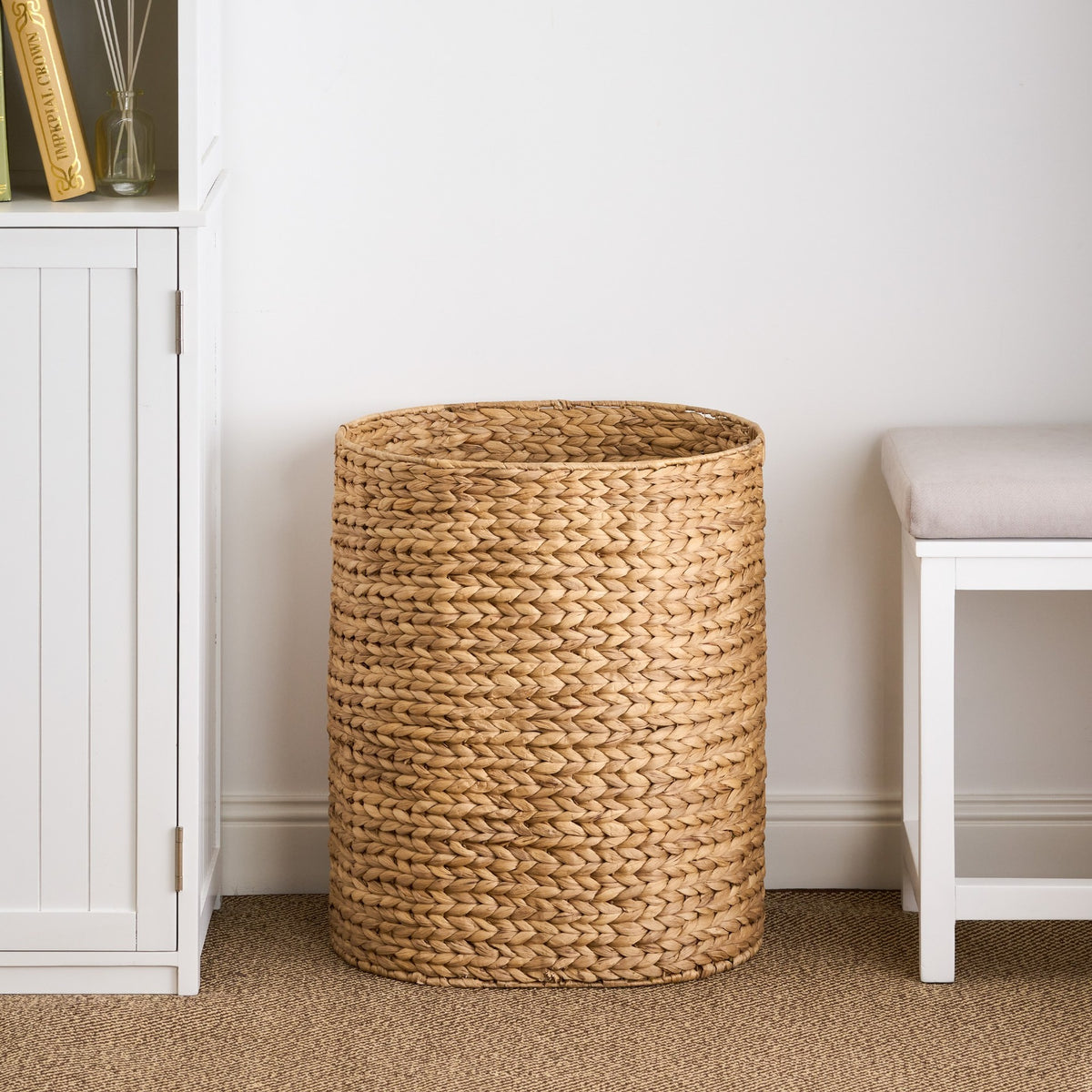 Judas Water Hyacinth Woven Full Oval Brown Laundry Hamper