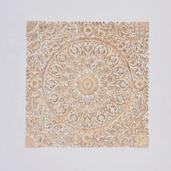 Wooden Floral Hand Carved Mandala Square Wall Decor-48X48"