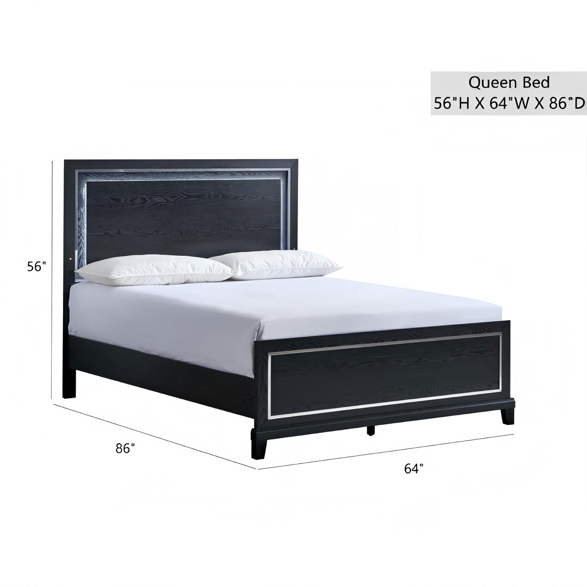 Livingston G02850A-QB Queen Panel Bed Black