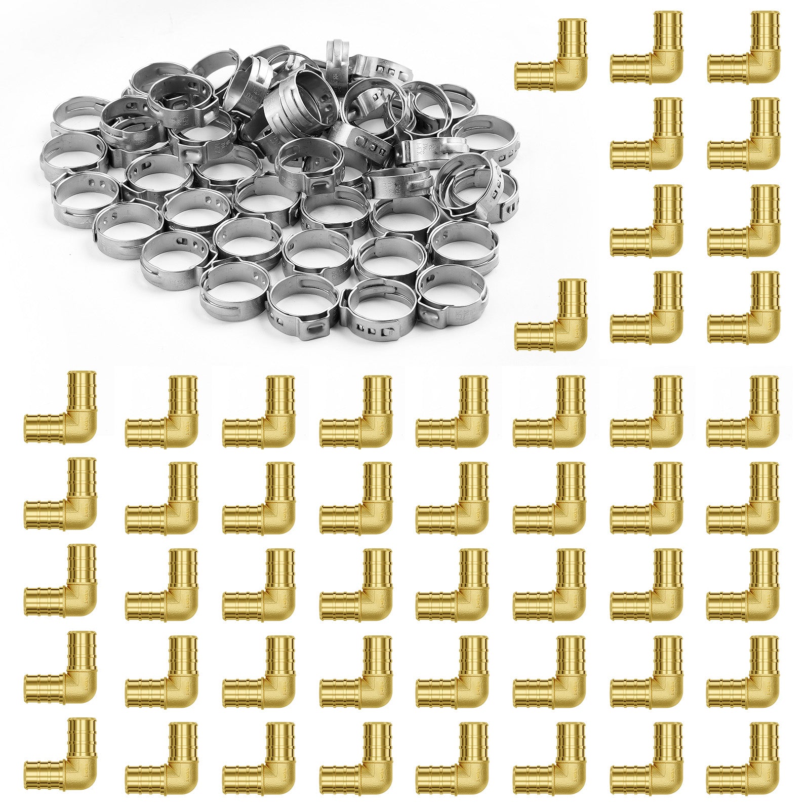 Pipe Fittings 3/4" 50PCS Brass Clamp-style Elbows for Heating Systems