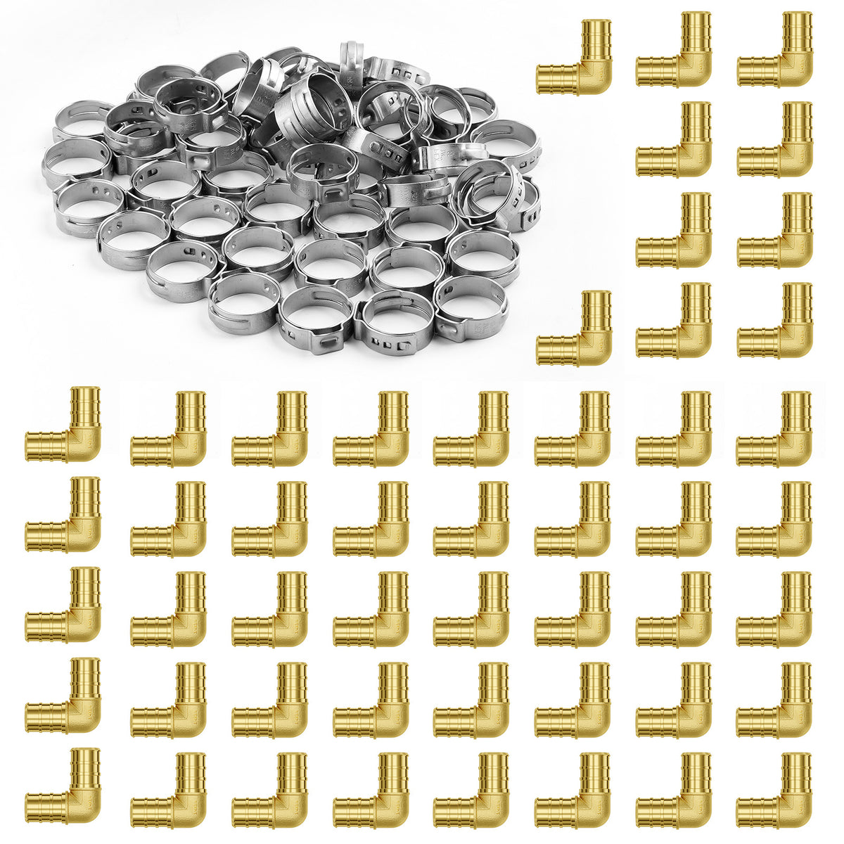 Pipe Fittings 3/4" 50PCS Brass Clamp-style Elbows for Heating Systems
