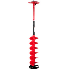 Ice Drill Auger, 6" Diameter Nylon Ice Auger, 39" Length Ice Auger Bit,Auger Drill with 11.8" Extension Rod,Auger Bit w/Drill Adapter,Top Plate & Blade Guard for Ice Fishing Ice Burrowing Red