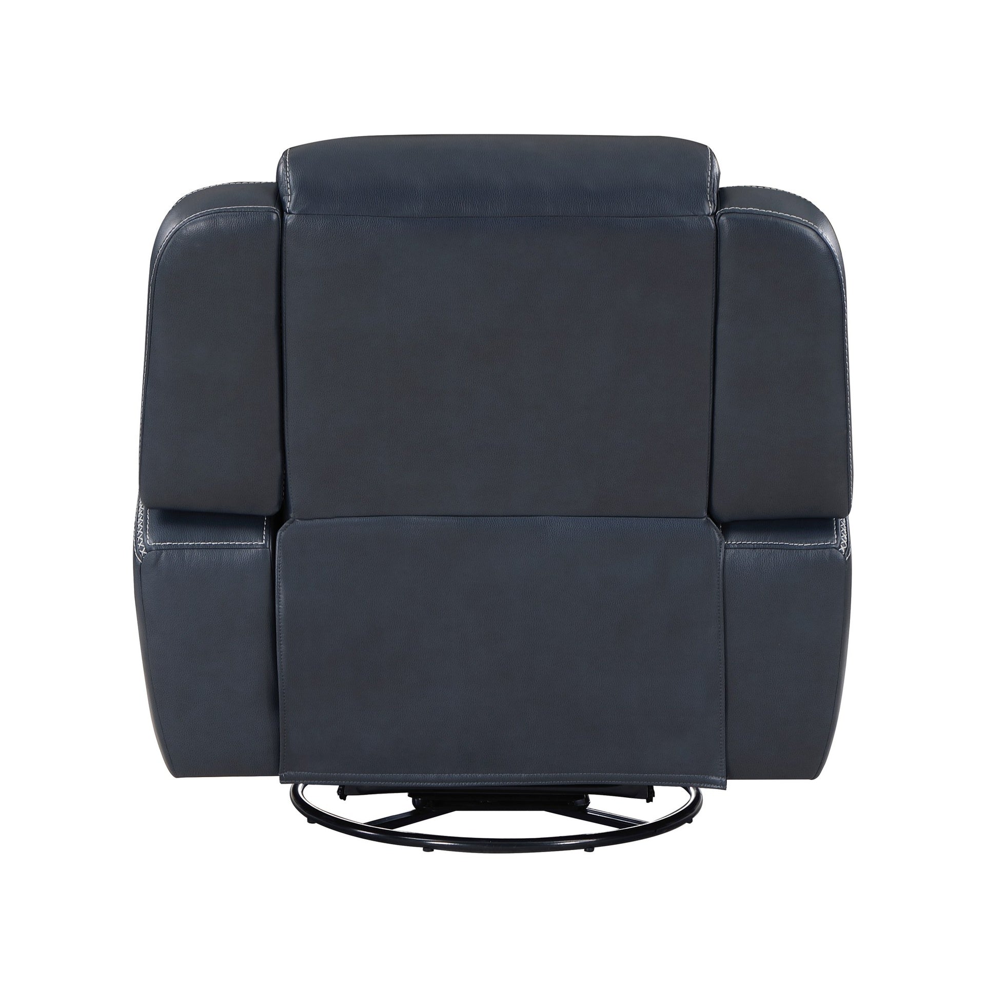 Modern Blue Swivel Glider Reclining Chair, Breathable Faux Leather Upholstery Living Room Furniture 1pc