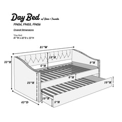 Contemporary Style 1pc Day Bed w/ Trundle Nailhead Trim Button Tufted Charcoal Finish Slat Included