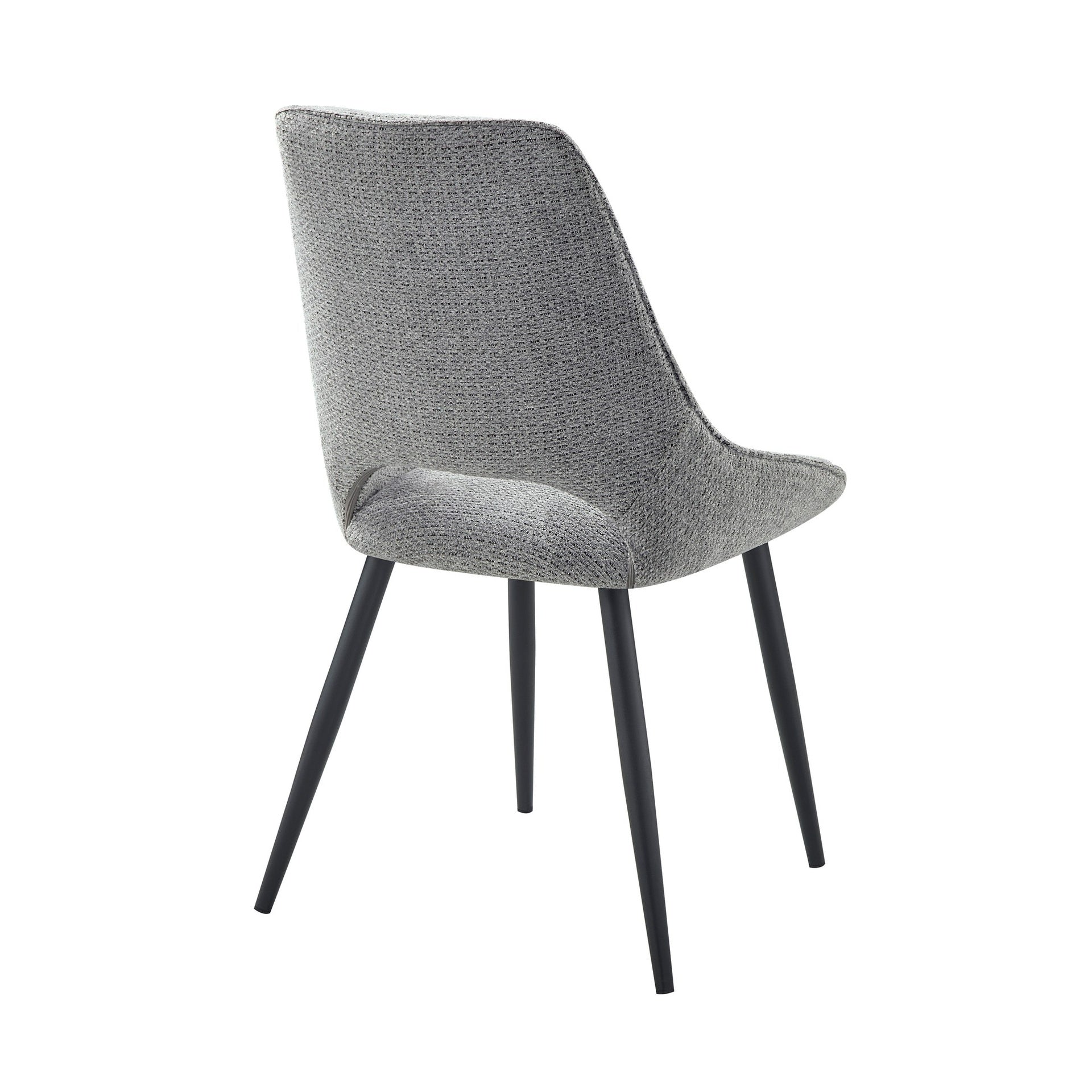 Modern Dining Furniture Gray Velvet Upholstery Side Chairs 2pc Set Black Metal Legs