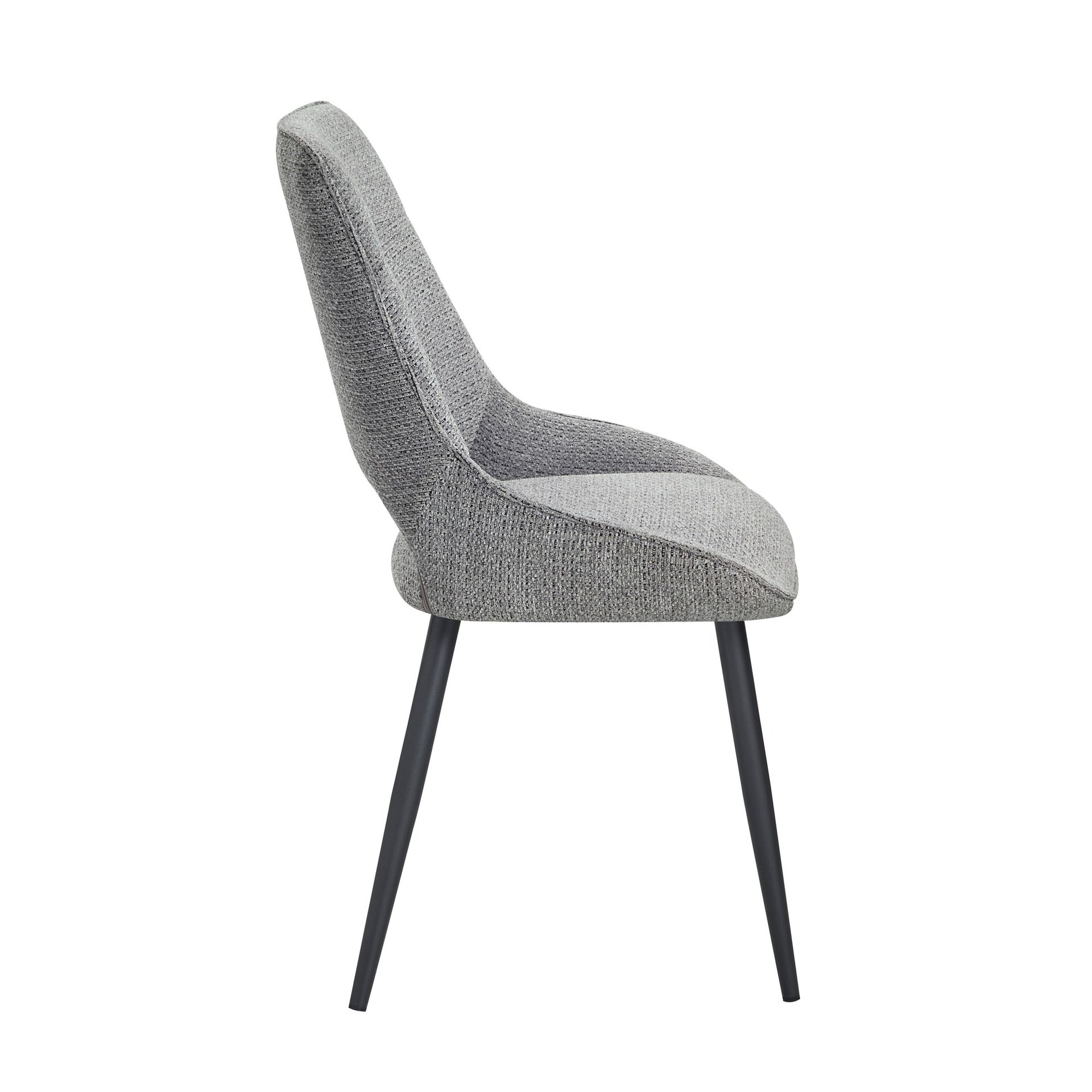 Modern Dining Furniture Gray Velvet Upholstery Side Chairs 2pc Set Black Metal Legs
