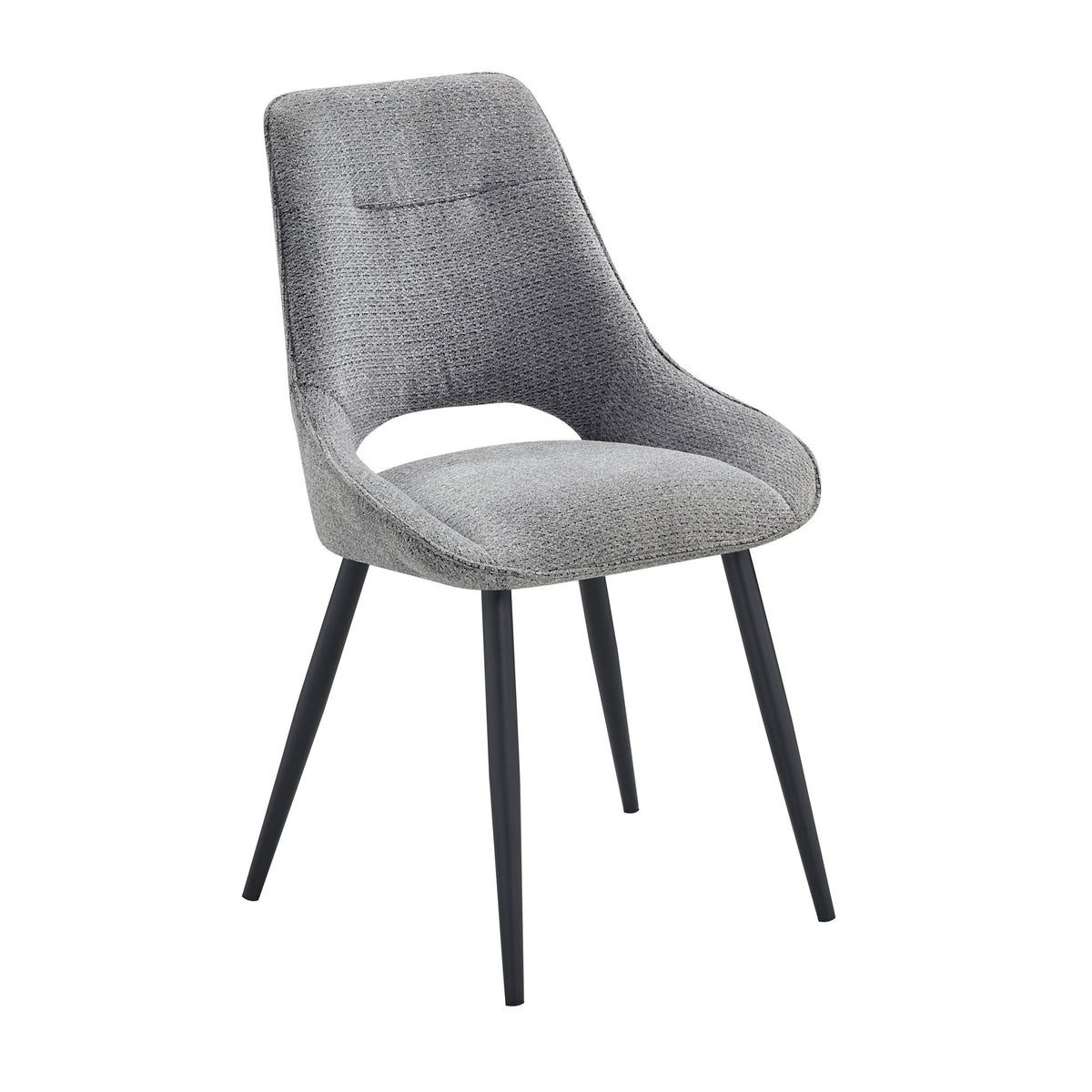 Modern Dining Furniture Gray Velvet Upholstery Side Chairs 2pc Set Black Metal Legs