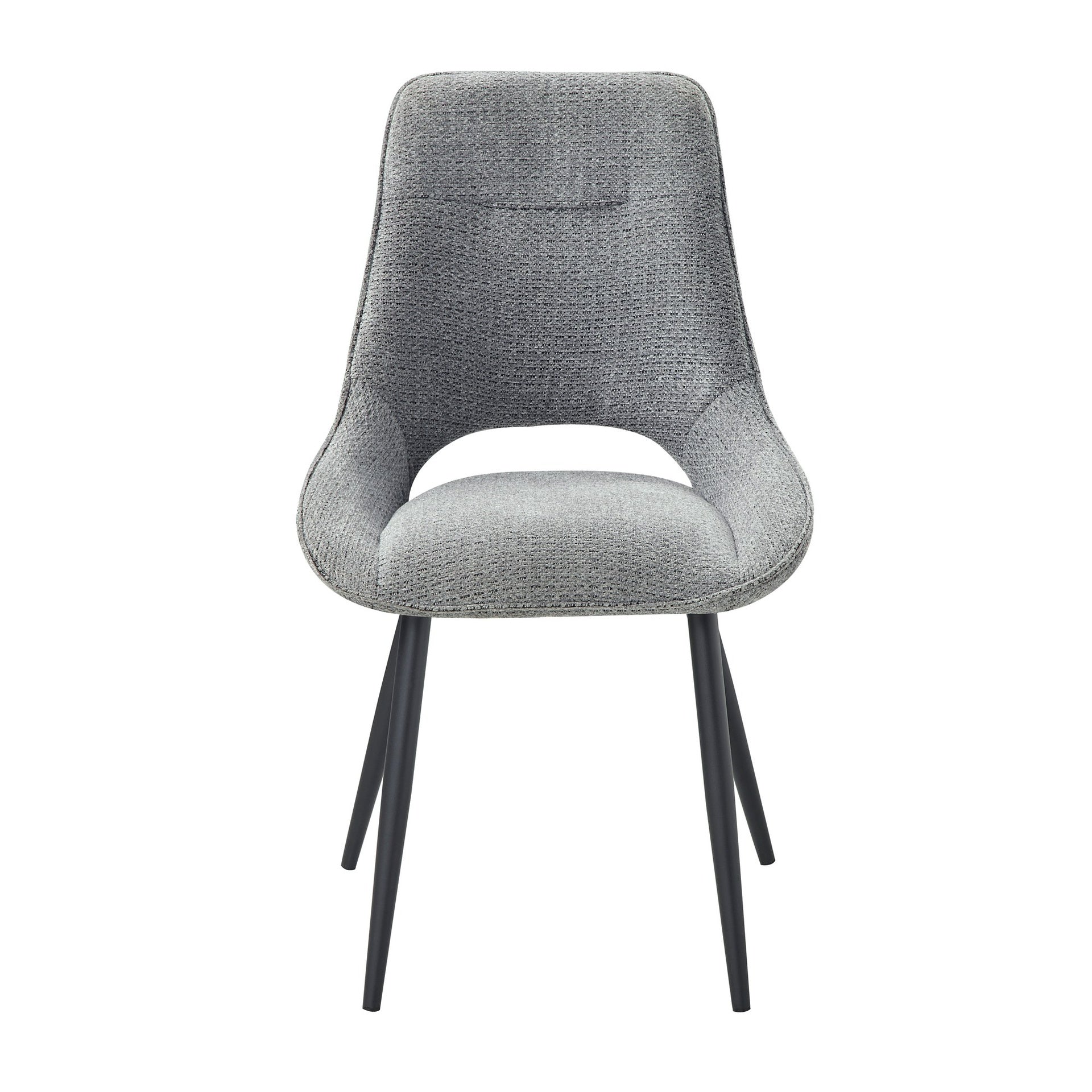 Modern Dining Furniture Gray Velvet Upholstery Side Chairs 2pc Set Black Metal Legs