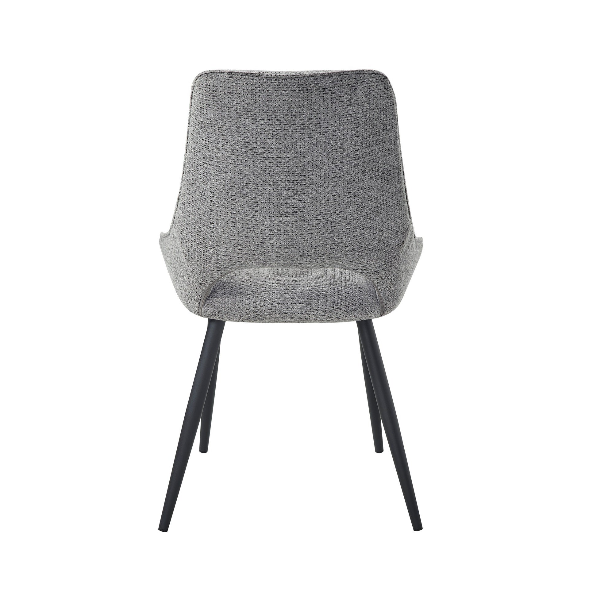 Modern Dining Furniture Gray Velvet Upholstery Side Chairs 2pc Set Black Metal Legs