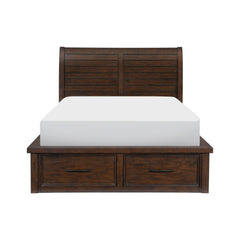 Classic Transitional Eastern King Platform Bed with 6x Drawers Brown Finish Bedroom Furniture 1pc Storage Bed Sleigh Headboard