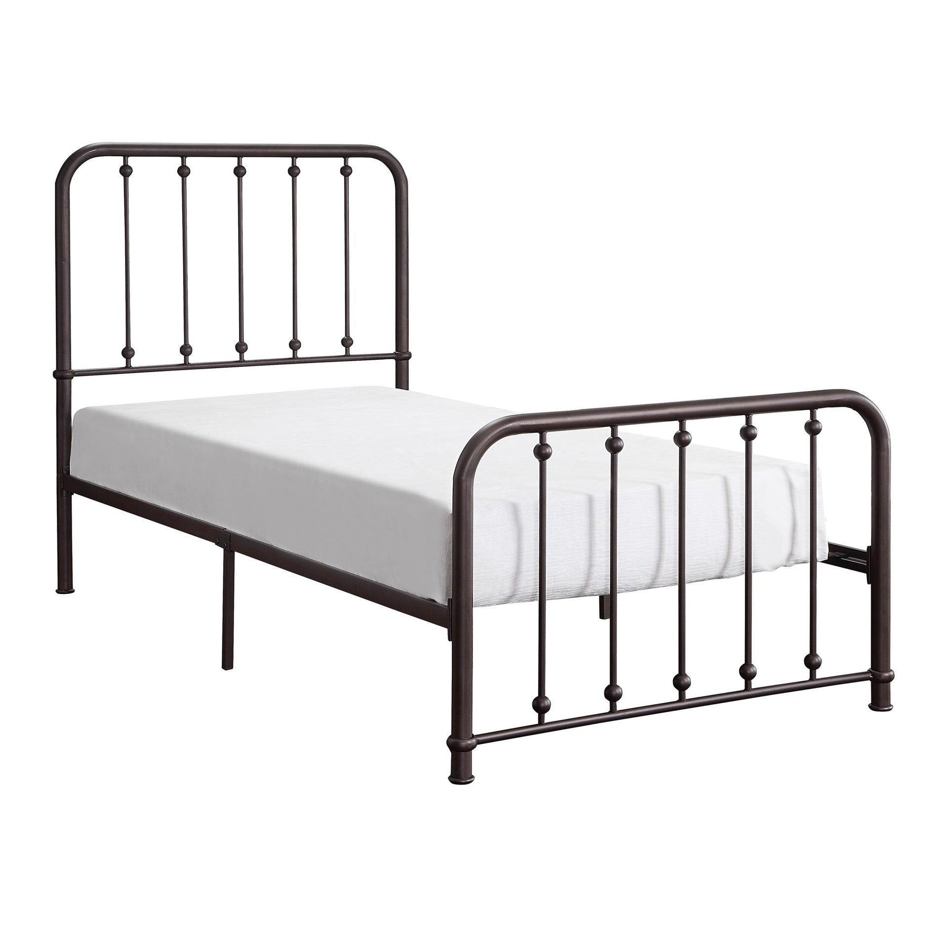 Classic Twin Platform Bed Dark Bronze Finish Metal Frame Bedroom Furniture 1pc