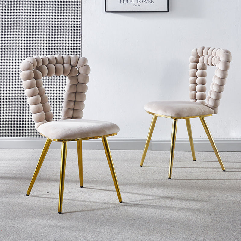 Modern chair(set of 2 ) with iron tube legs, soft cushions and comfortable backrest, suitable for dining room, living room, cafe,hairball back