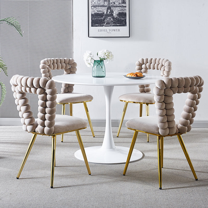 Modern chair(set of 2 ) with iron tube legs, soft cushions and comfortable backrest, suitable for dining room, living room, cafe,hairball back